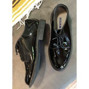 Bates Black Patent Leather Shiny Dress Shoes Lace Up Oxford Mens Size 12 D